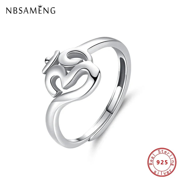 Sterling Silver Ring Om Symbol Adjustable Luxury Fine Jewelry