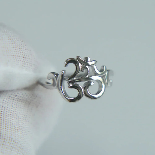 Sterling Silver Om Symbol Ring High Quality Yoga Jewelry Geometric