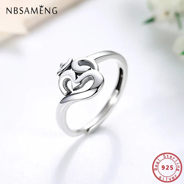 Sterling Silver Ring Om Symbol Adjustable Luxury Fine Jewelry