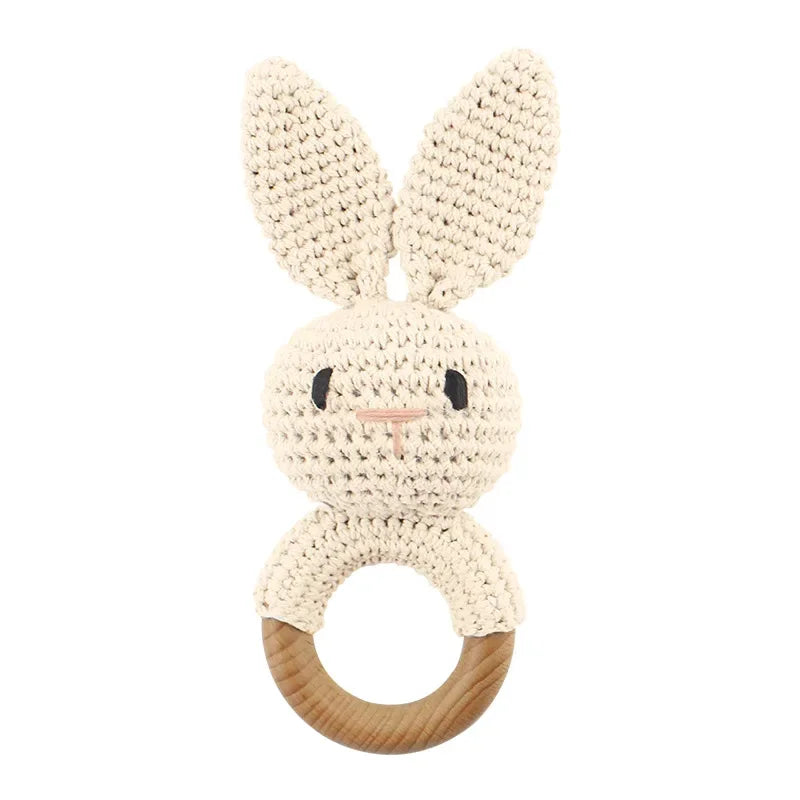 Baby Rattles DIY Crochet Cartoon Lion and Fox Doll Hand Bell Toy