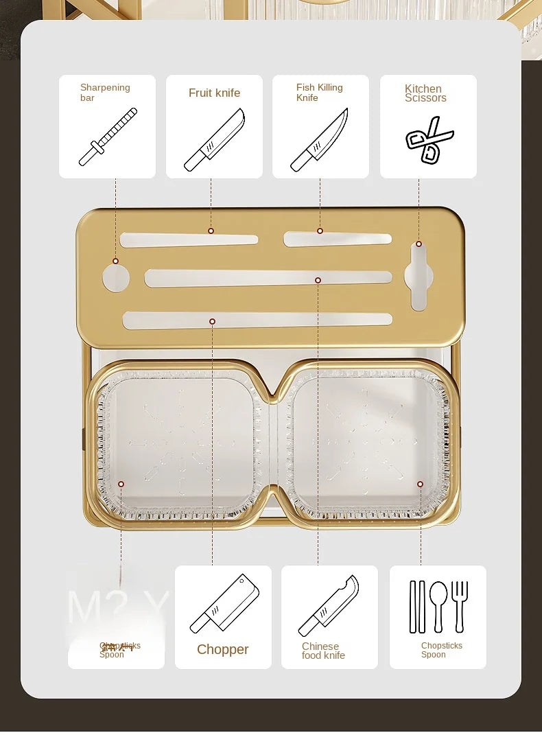 Kitchen Knife Rack - Wall-Mounted Cutting Board and Tool Storage