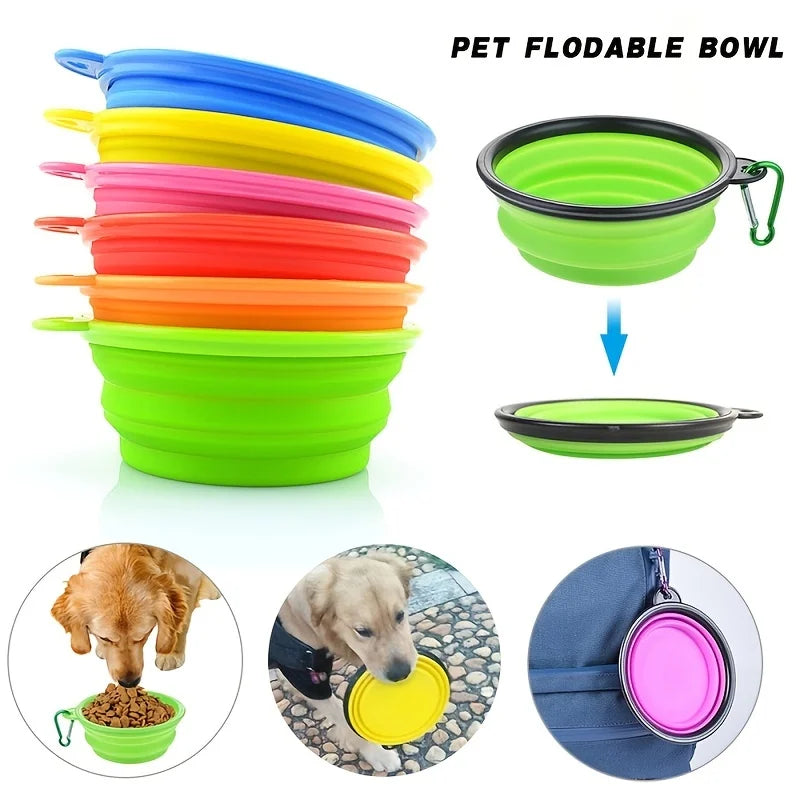 Portable Pet Food Bowl - Durable Silicone Collapsible Bowl for Dogs and Cats