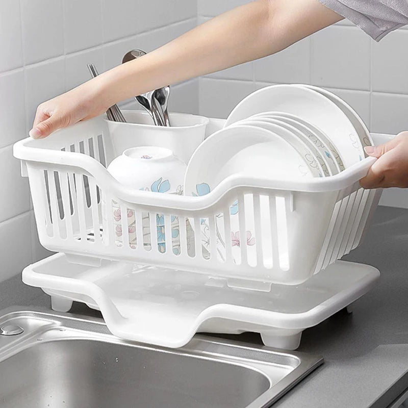 Kitchen Drainage Rack - Utensils and Plate Drying Rack with Drainer Board