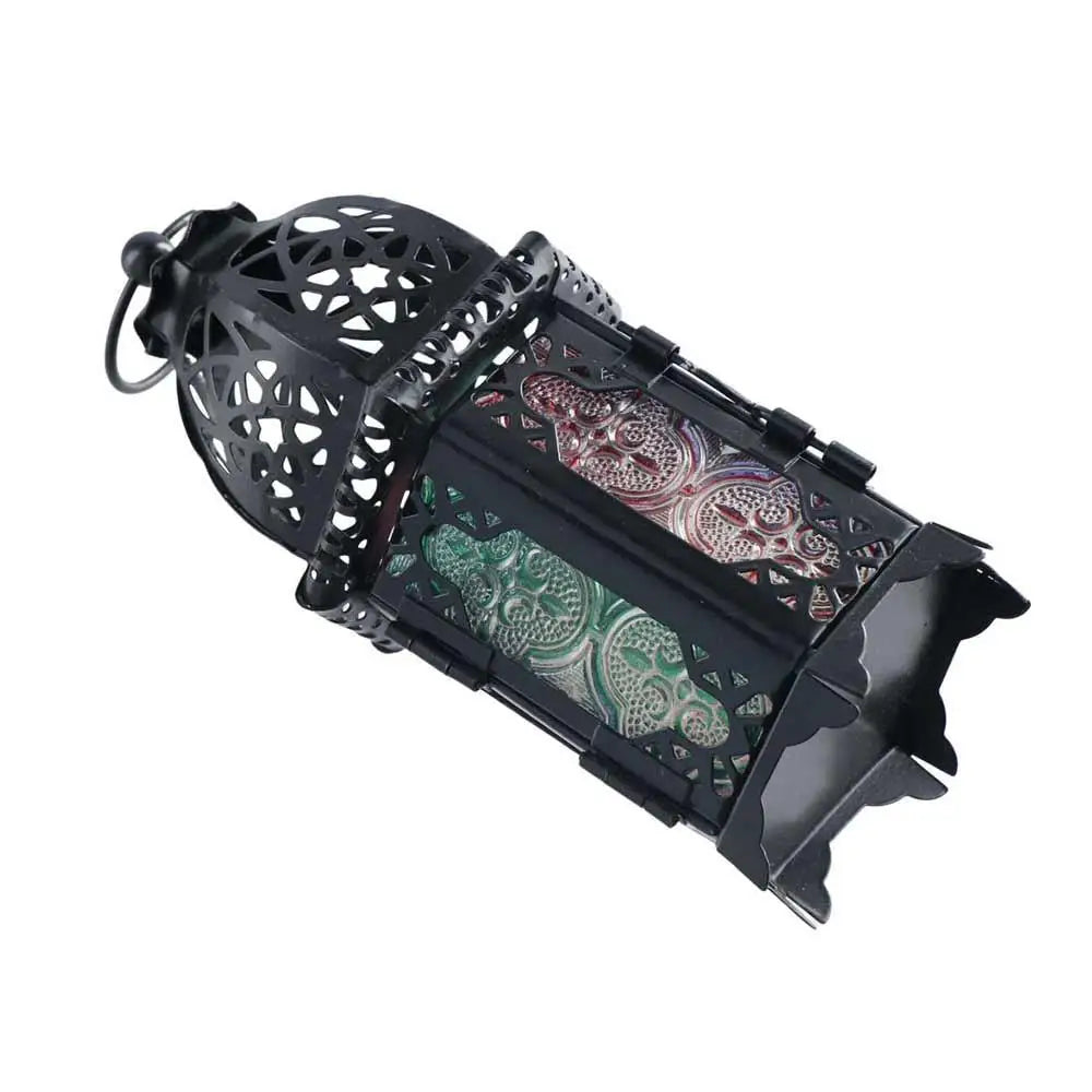 Moroccan Hanging Wind Lamp - Iron Glass Candle Holder for Home Decor