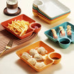 Square Dumpling Plate - Creative Snack Platter with Vinegar Space