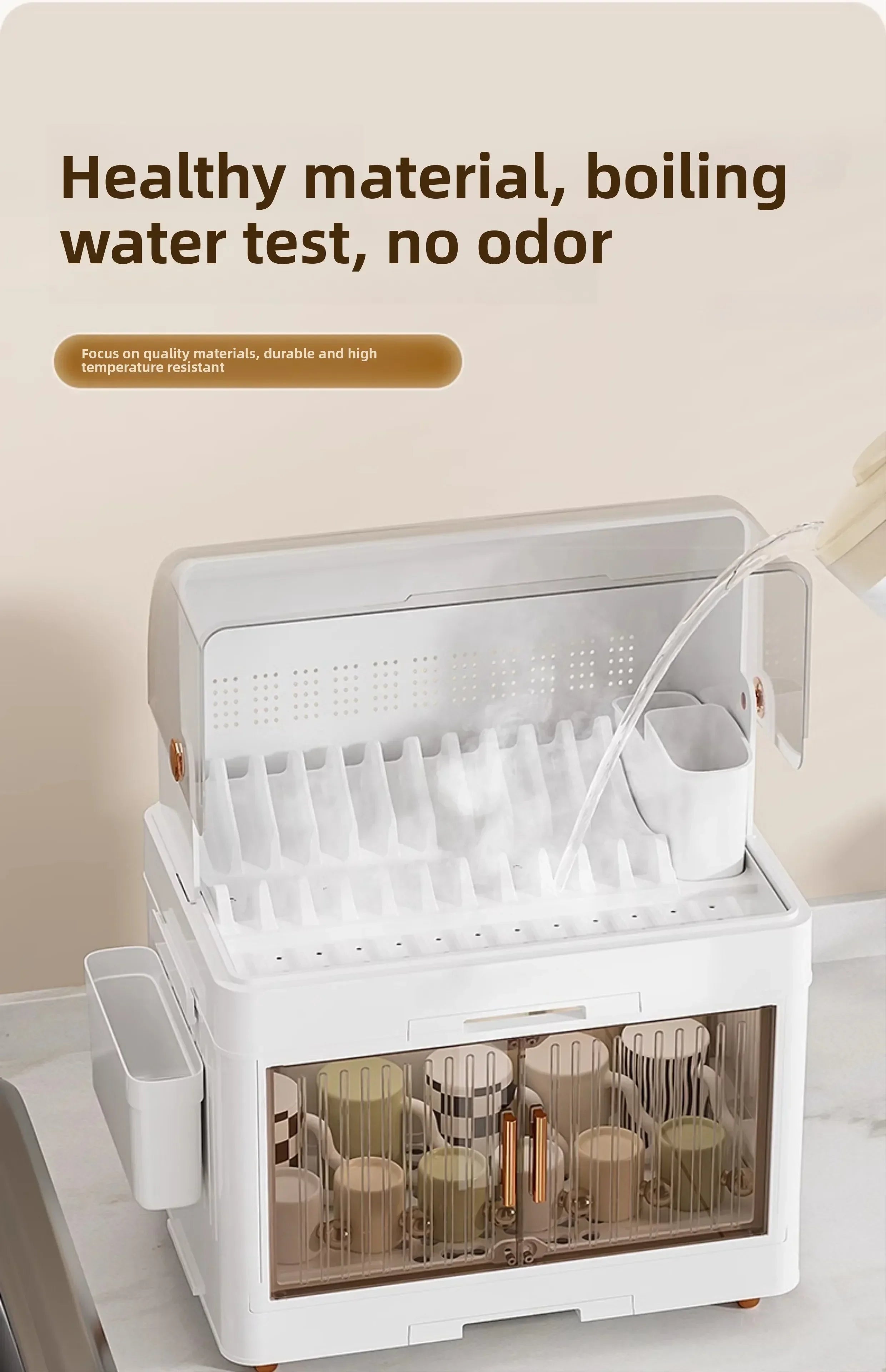 Kitchen Bowl Rack - Tableware Box with Lid and Dish Drain Rack