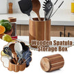 Kitchen Counter Cutlery Box - Wooden Circular Storage for Cooking Tools