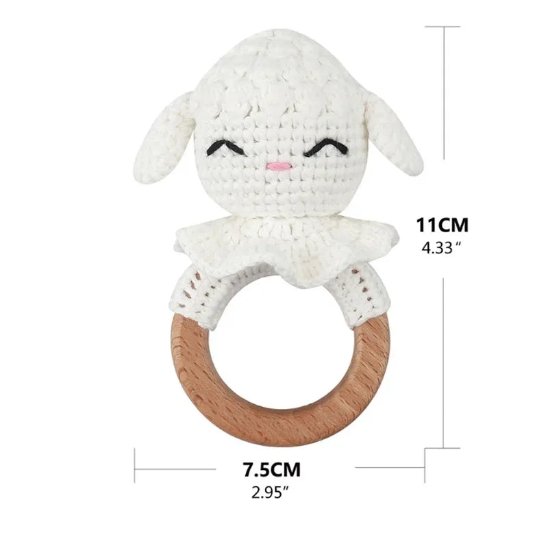 Baby Rattles DIY Crochet Cartoon Lion and Fox Doll Hand Bell Toy