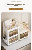 Kitchen Bowl Rack - Tableware Box with Lid and Dish Drain Rack