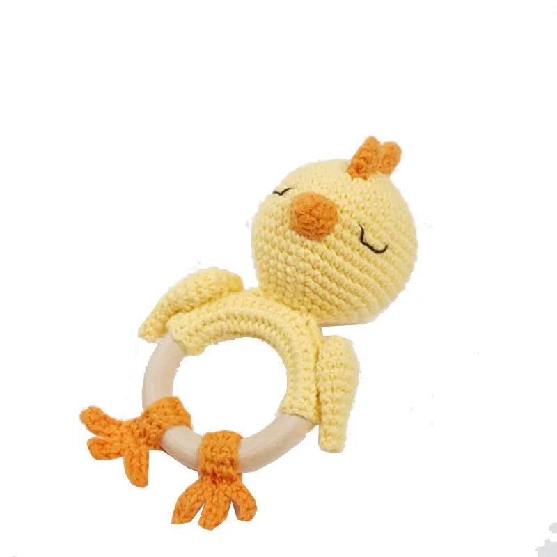Baby Rattles DIY Crochet Cartoon Lion and Fox Doll Hand Bell Toy