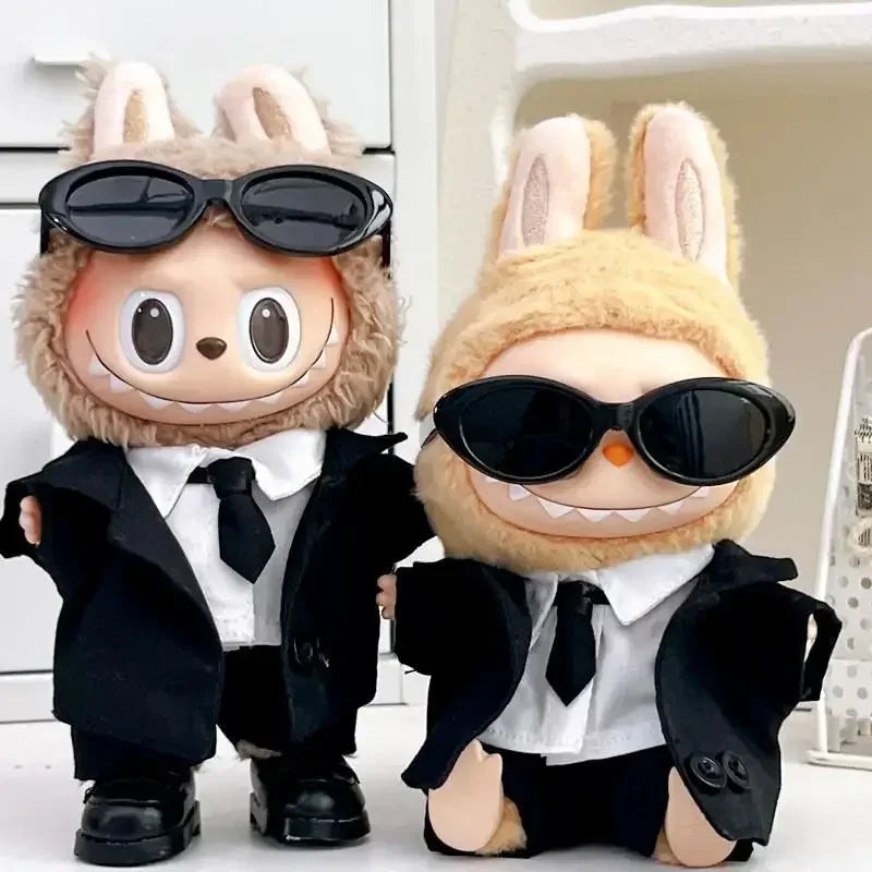 Labubu Doll Clothes Outfit - Cool Fashion Suits with Sunglasses for 17cm Dolls