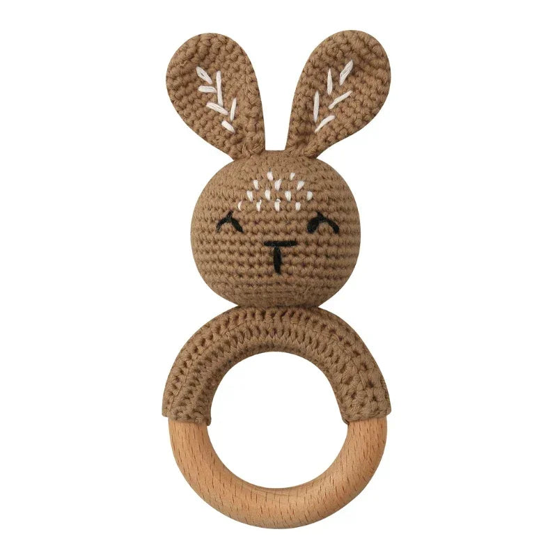Baby Rattles DIY Crochet Cartoon Lion and Fox Doll Hand Bell Toy