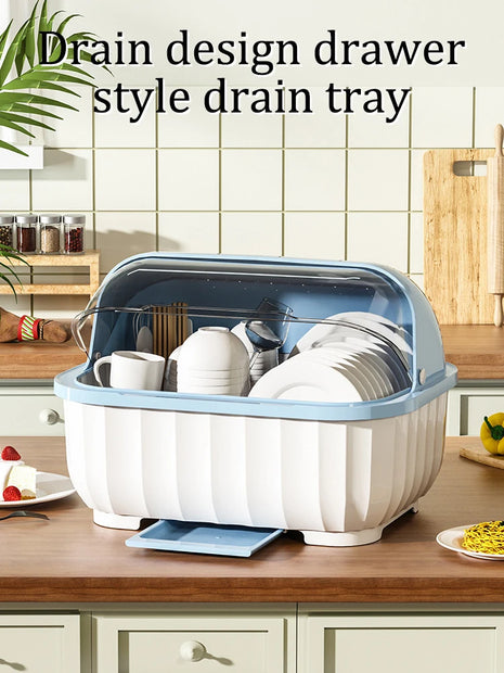 Kitchen Drain Cabinet - Lid Bowl Box and Tableware Storage Rack