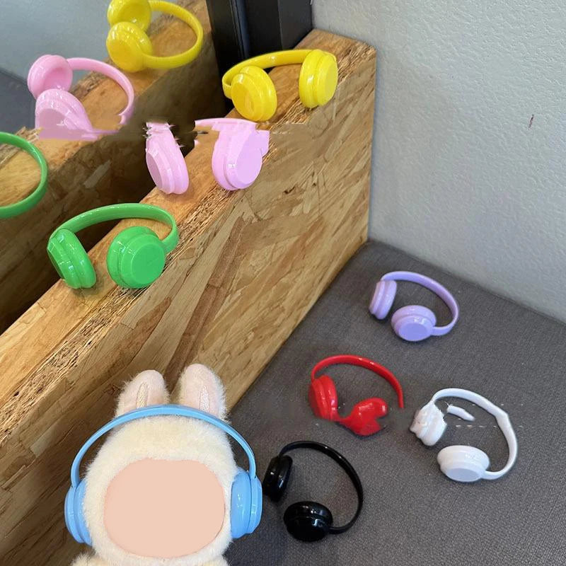Mini Plastic Earphone Headset for 17cm Labubu Dolls