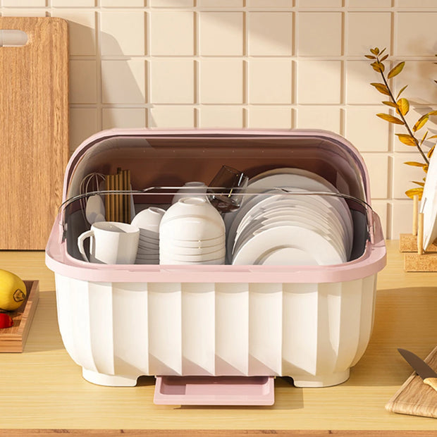 Kitchen Drain Cabinet - Lid Bowl Box and Tableware Storage Rack