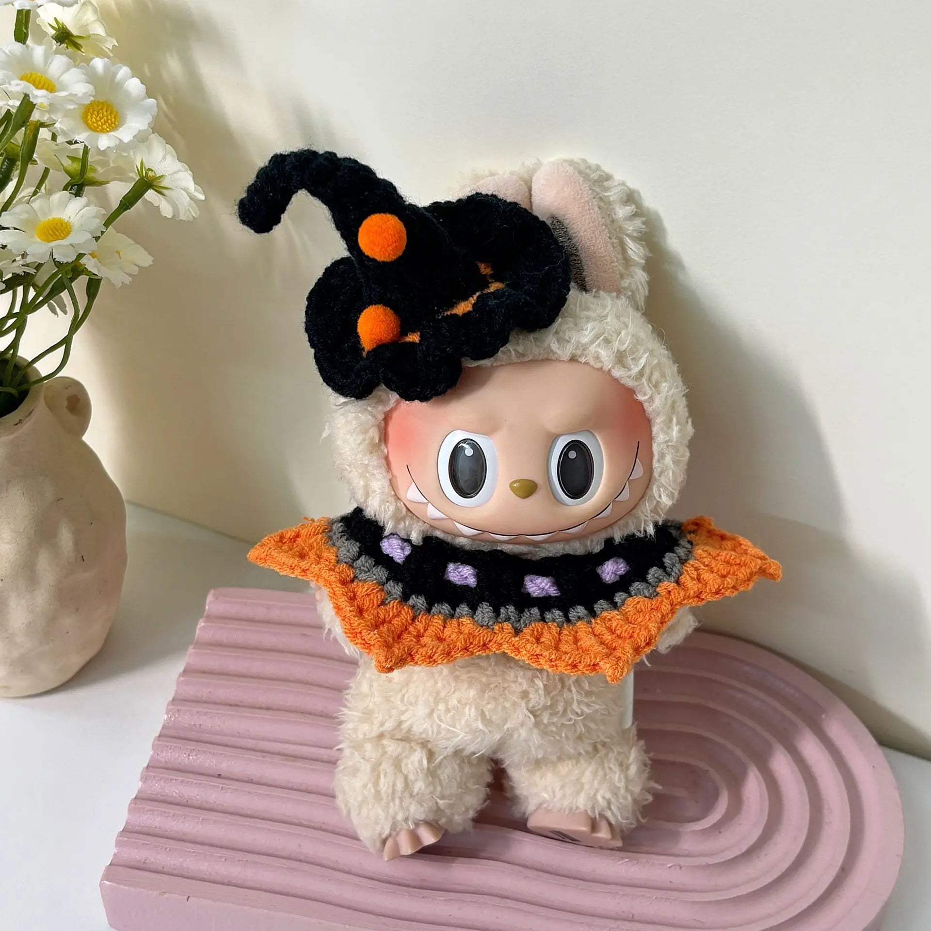 Halloween Pumpkin Clothes for Labubu - Overall Dresses for 15/17cm Dolls