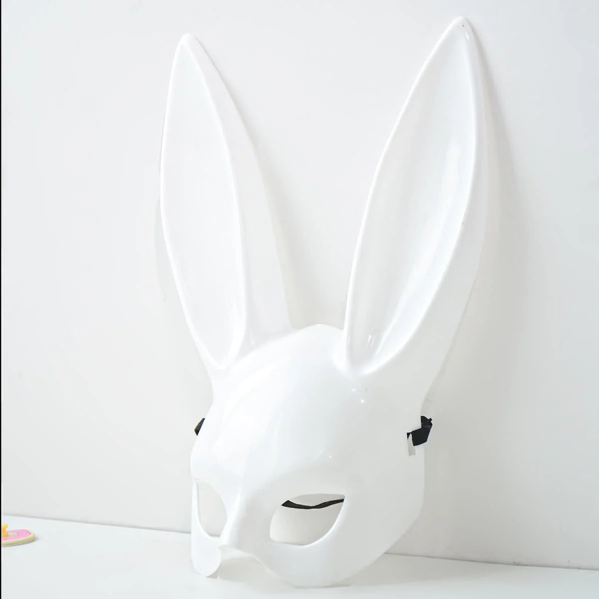 Black and White Rabbit Mask - Long Ears Bunny Mask for Halloween Decorations