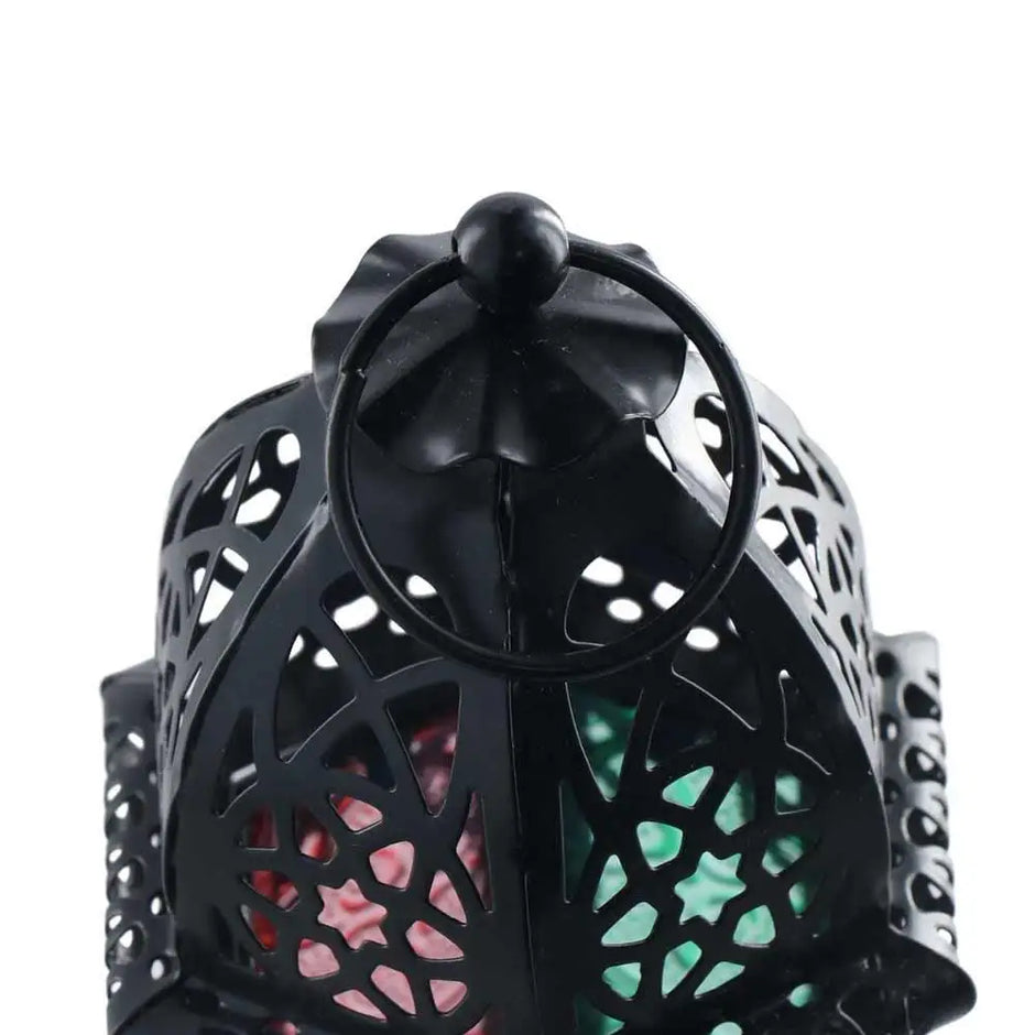 Moroccan Hanging Wind Lamp - Iron Glass Candle Holder for Home Decor