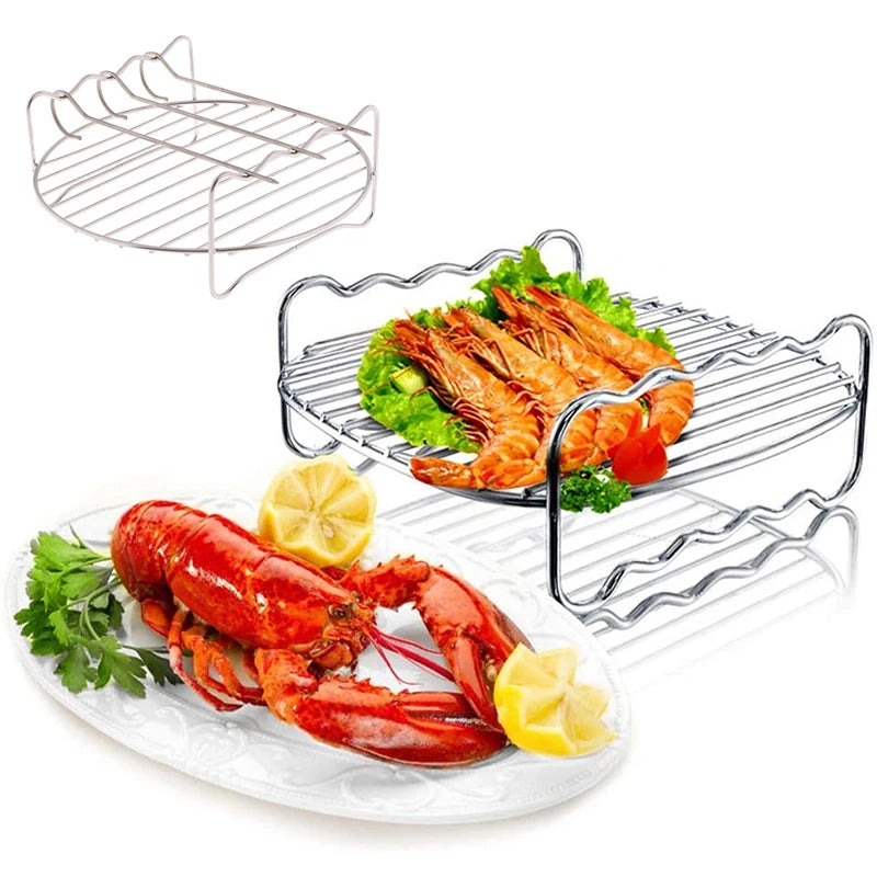 Stainless Steel Grill Baking Pan - BBQ Kitchen Tools for Air Fryers