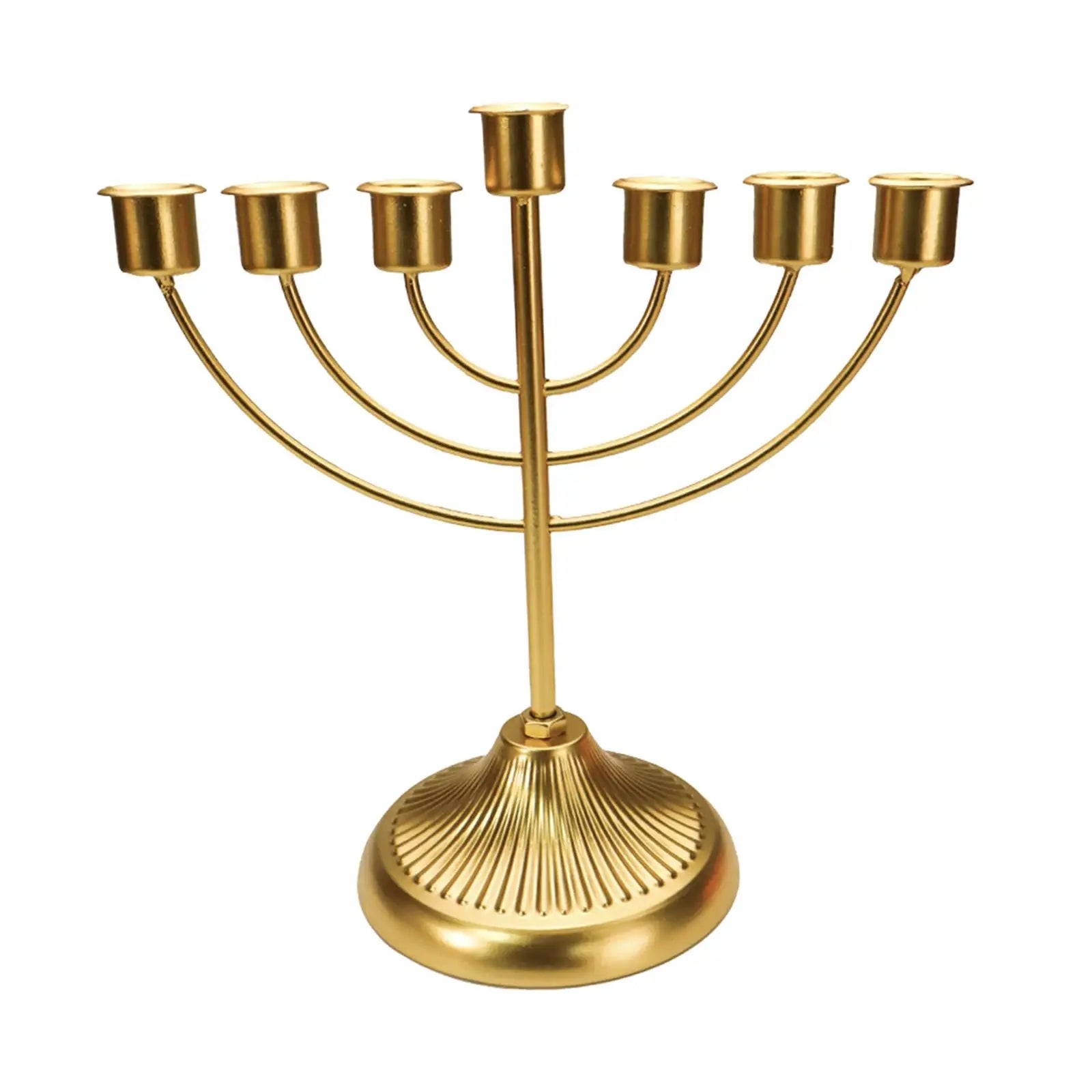 Golden Menorah Candelabra - Elegant Table Candlestick Holder for Hanukkah