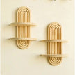 Wooden Wall Mounted Storage Rack Boho Style Display Shelves Modern Home Decor for Living Room, Bathroom Decoration