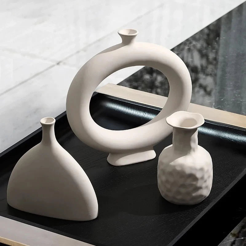 Ceramic Art Vase - Modern Home Decor for Bedroom and Photography Background