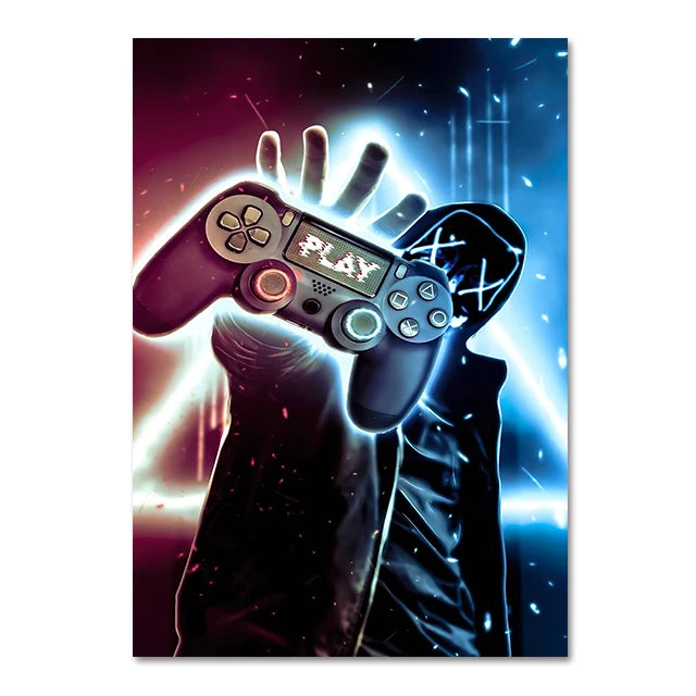 Canvas Paintings for Gaming Room - Punk Style Gamepad Posters and Prints