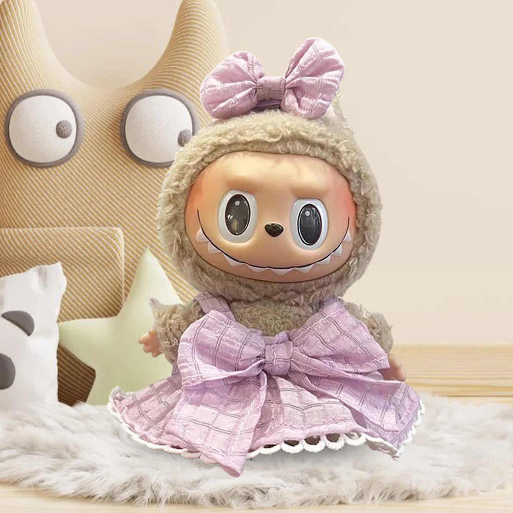 Labubu 17cm Doll Clothes - Cute Plush Macaron Outfit for V1 V2 Dolls