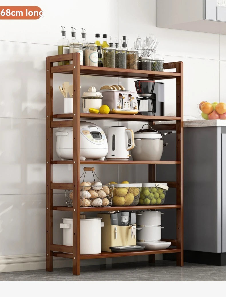 Floor Standing Kitchen Shelf - Multi-Layer Storage for Pots and Seasonings
