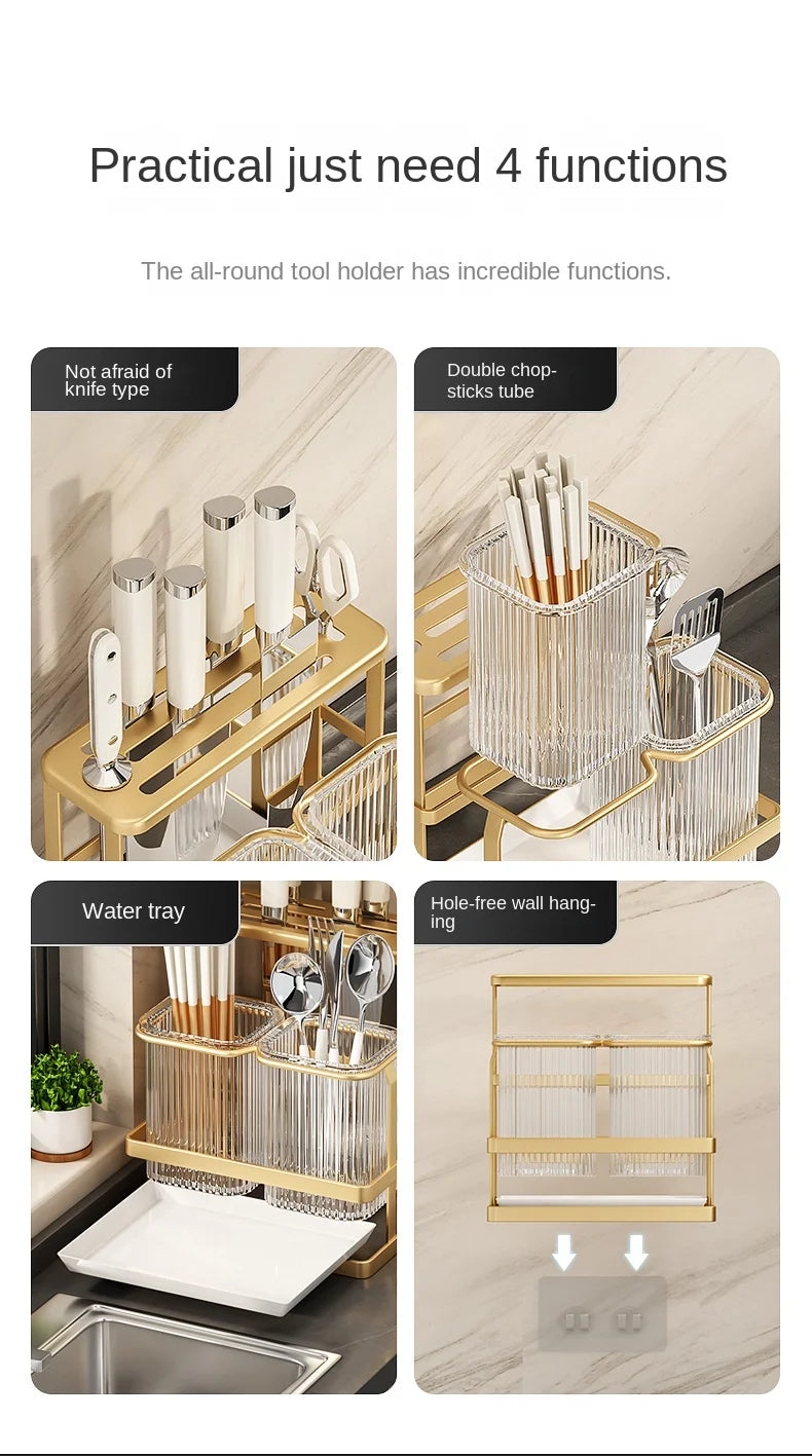 Kitchen Knife Rack - Wall-Mounted Cutting Board and Tool Storage