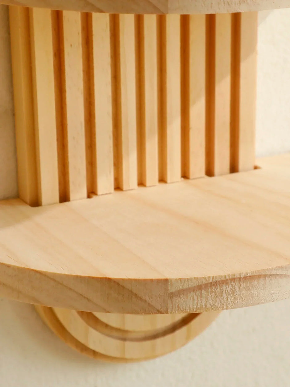 Wooden Wall Mounted Storage Rack Boho Style Display Shelves Modern Home Decor for Living Room, Bathroom Decoration