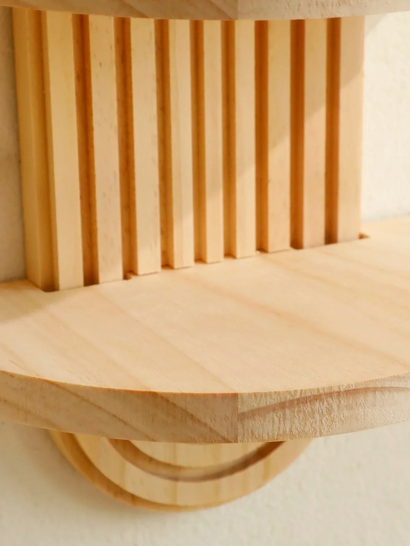 Wooden Wall Mounted Storage Rack Boho Style Display Shelves Modern Home Decor for Living Room, Bathroom Decoration