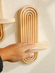 Wooden Wall Mounted Storage Rack Boho Style Display Shelves Modern Home Decor for Living Room, Bathroom Decoration