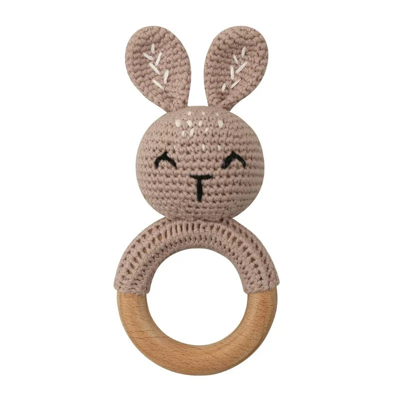 Baby Rattles DIY Crochet Cartoon Lion and Fox Doll Hand Bell Toy