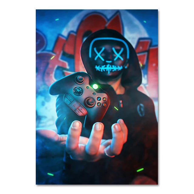 Canvas Paintings for Gaming Room - Punk Style Gamepad Posters and Prints