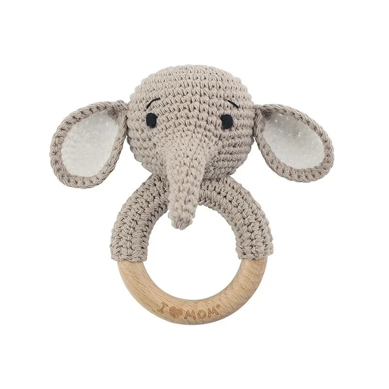 Baby Rattles DIY Crochet Cartoon Lion and Fox Doll Hand Bell Toy