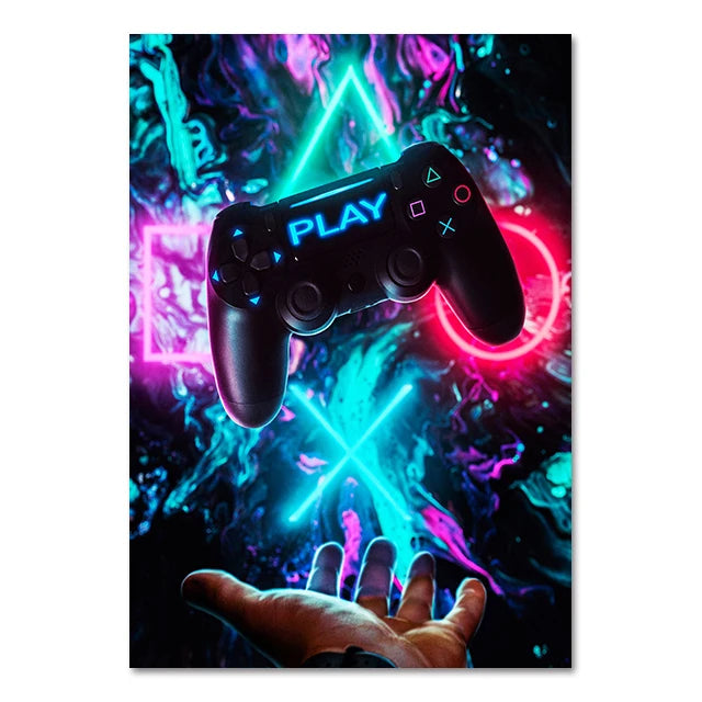 Canvas Paintings for Gaming Room - Punk Style Gamepad Posters and Prints
