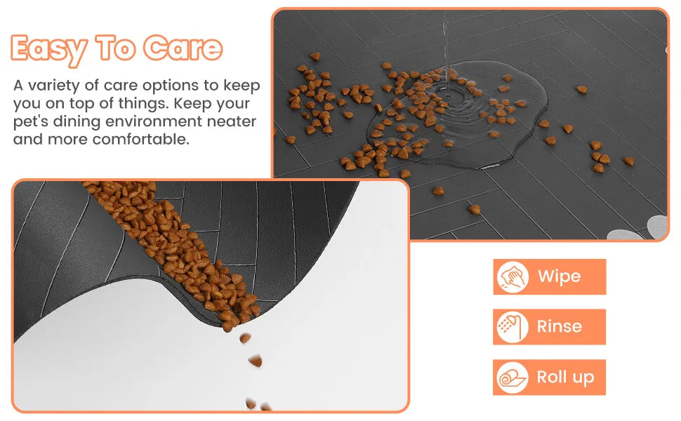 Pet Feeding Mat - Absorbent for Food and Water Bowl with Waterproof Rubber