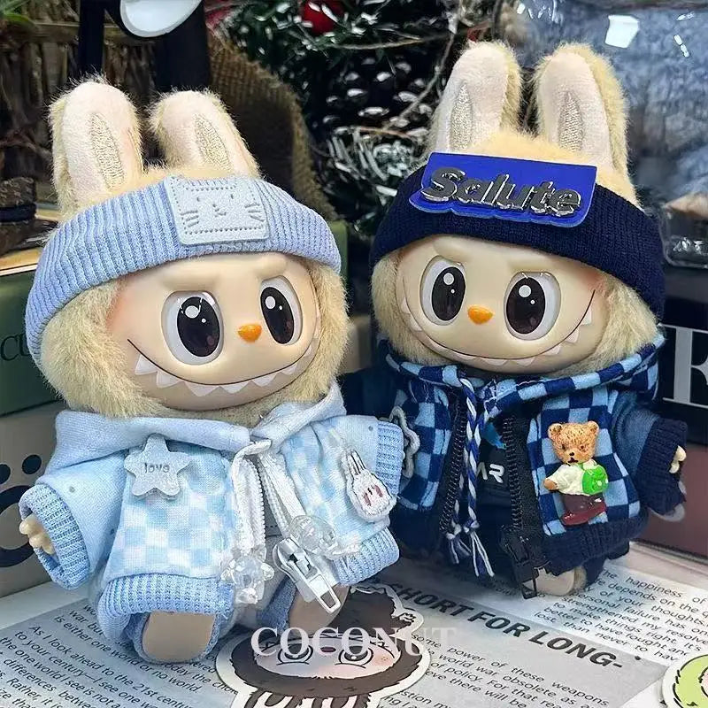Sport Set Doll Clothes - Cute Mini Zip-Up Sports Suit for 17cm Labubu Dolls