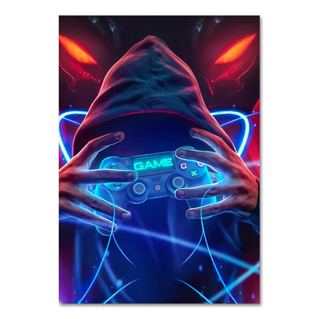 Canvas Paintings for Gaming Room - Punk Style Gamepad Posters and Prints
