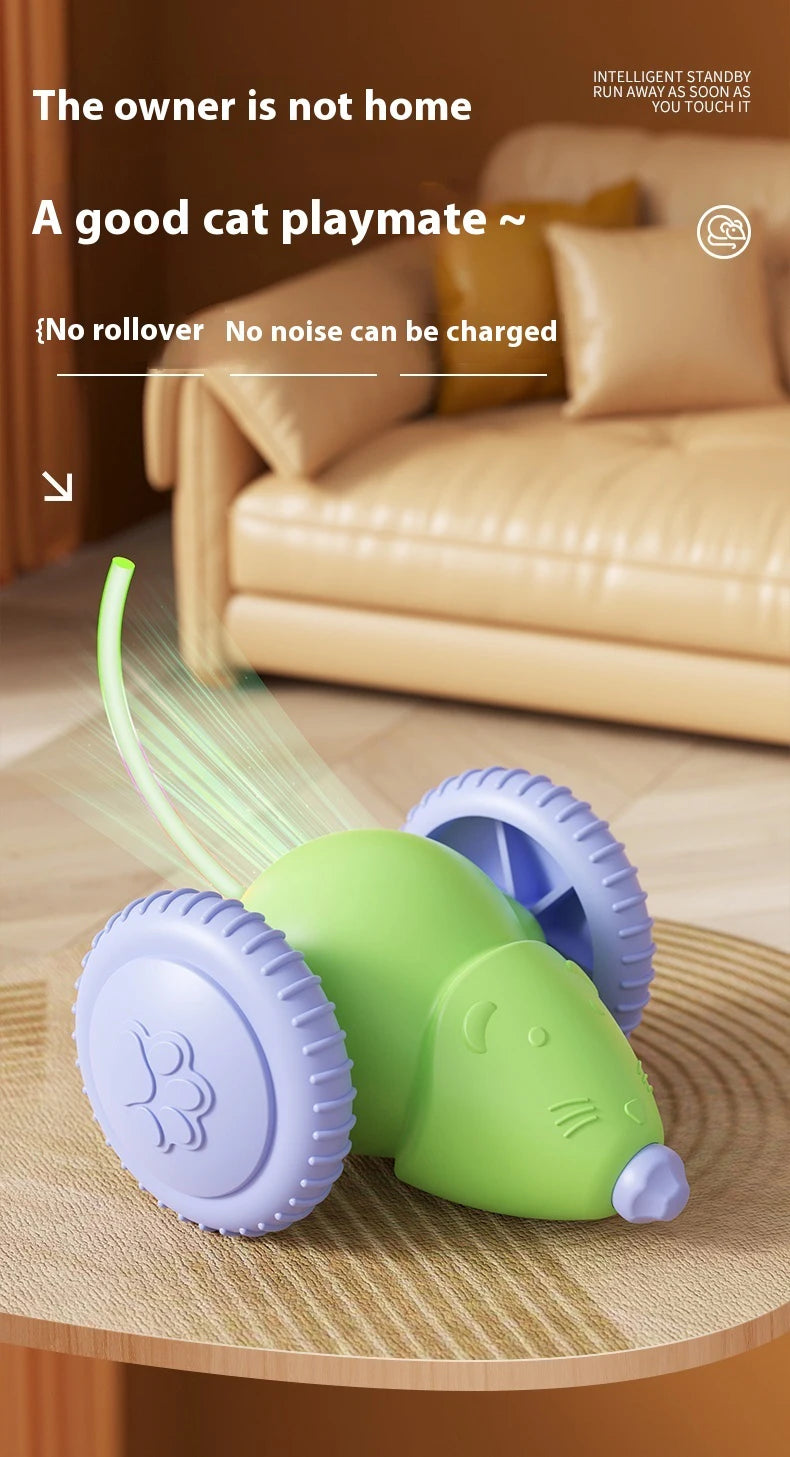 Electric Mouse Car Pet Toy - Rechargeable Automatic Teaser with Intelligent Obstacle Avoidance for Cats