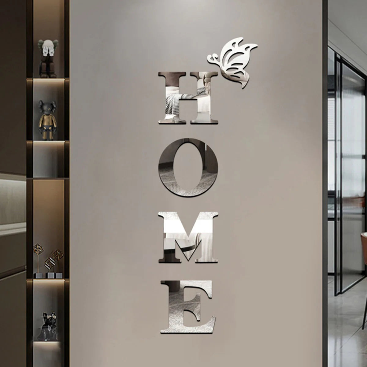 Home Logo 3D Mirror Wall Sticker - Stylish Entrance Decoration for Home