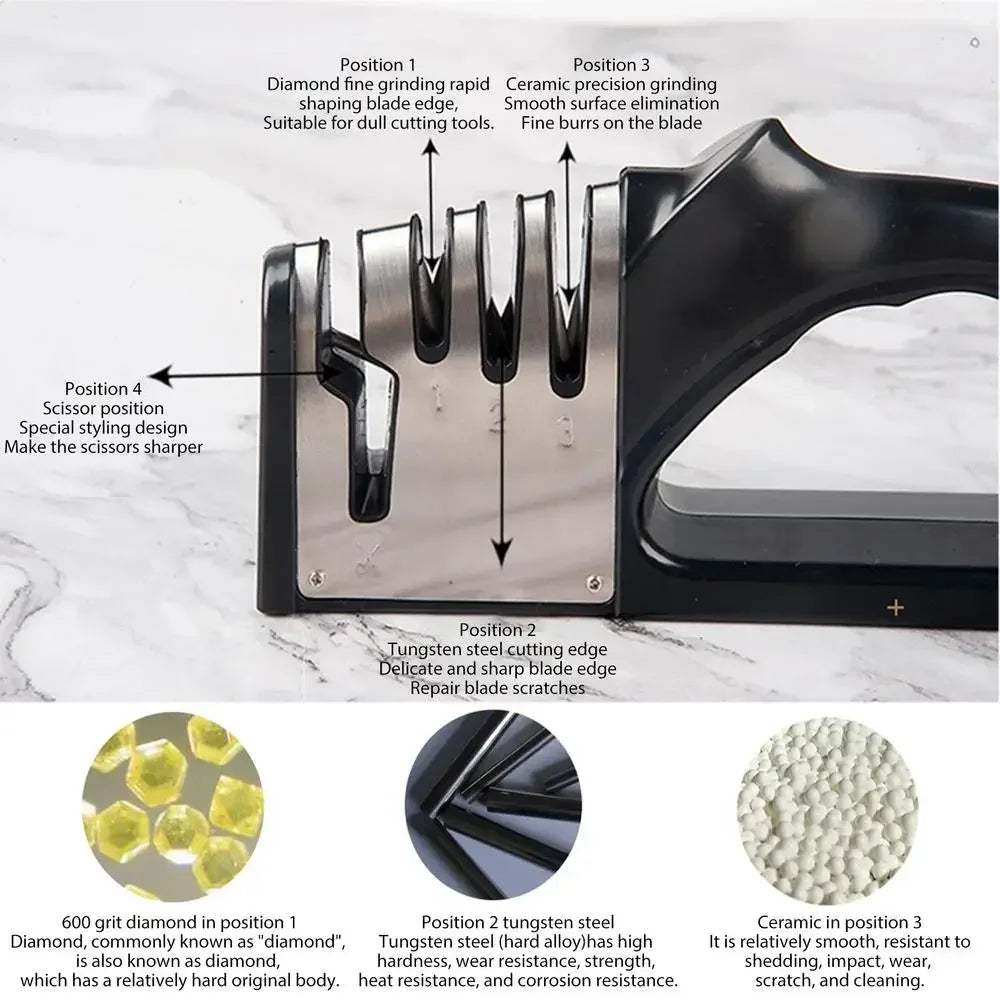 Kitchen 4 Segment Knife Sharpener - Multifunctional Portable Kitchen Gadget