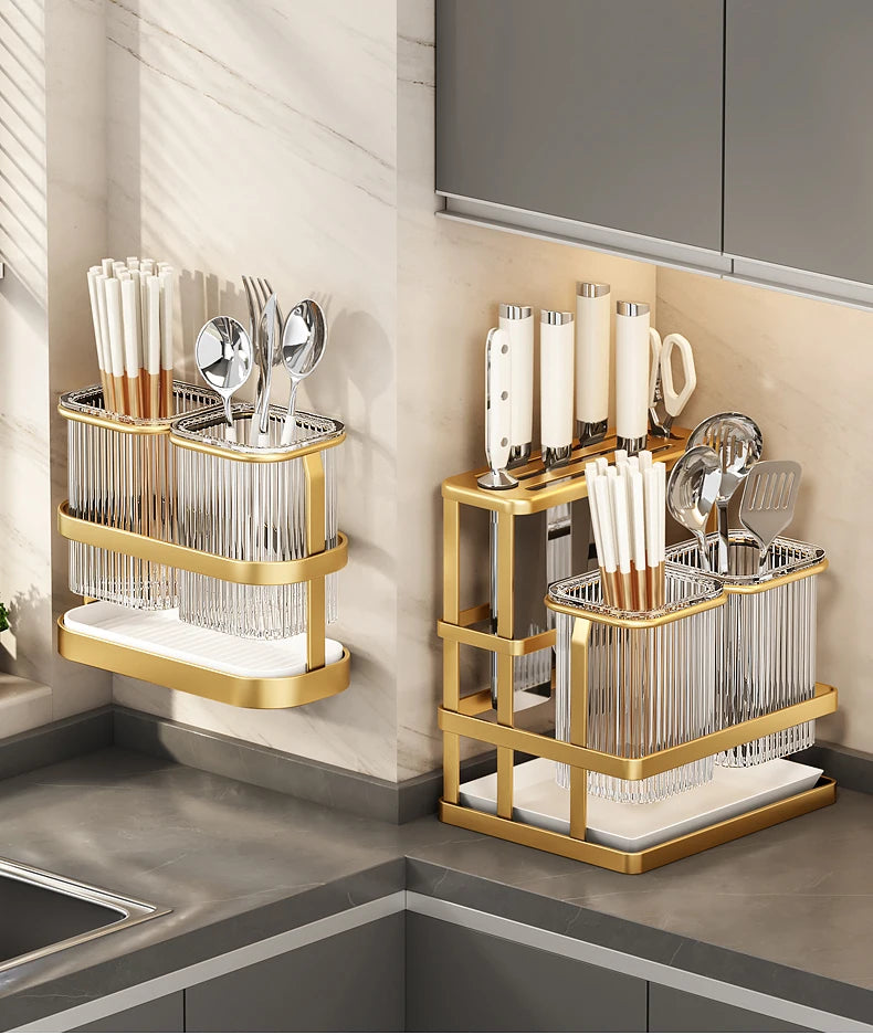 Kitchen Knife Rack - Wall-Mounted Cutting Board and Tool Storage