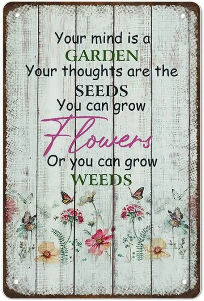 Gardening Mat Square Metal Sign - Inspirational Quote for Garden Decor