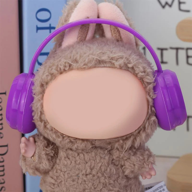 Mini Plastic Earphone Headset for 17cm Labubu Dolls