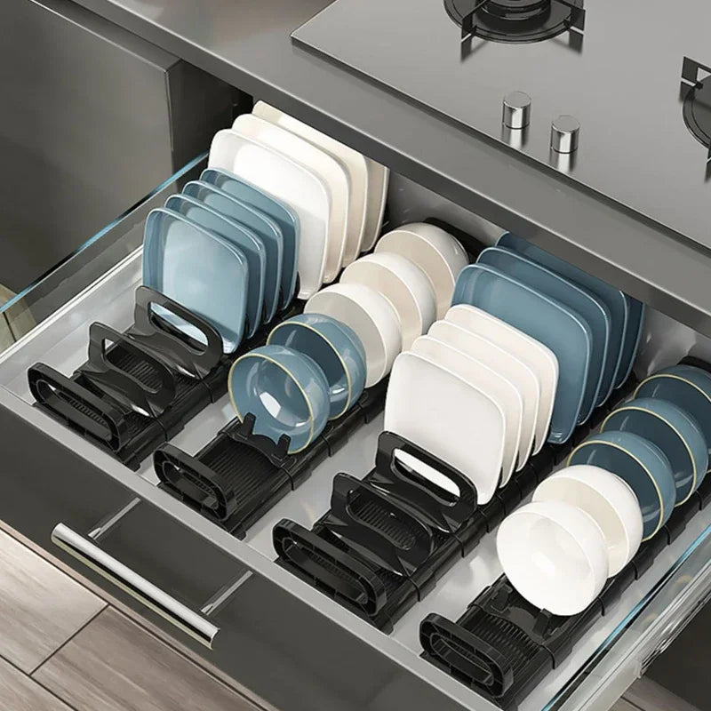 Kitchen Cabinets Dish Storage Rack - Built-In Plate Divider Organiser