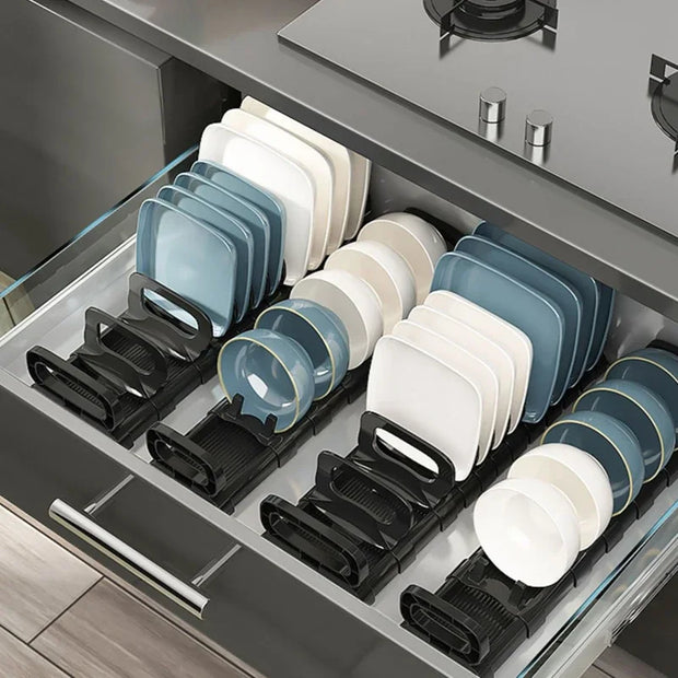 Kitchen Cabinets Dish Storage Rack - Built-In Plate Divider Organiser