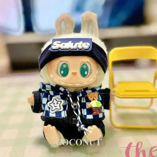 Sport Set Doll Clothes - Cute Mini Zip-Up Sports Suit for 17cm Labubu Dolls