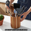 Kitchen Counter Cutlery Box - Wooden Circular Storage for Cooking Tools